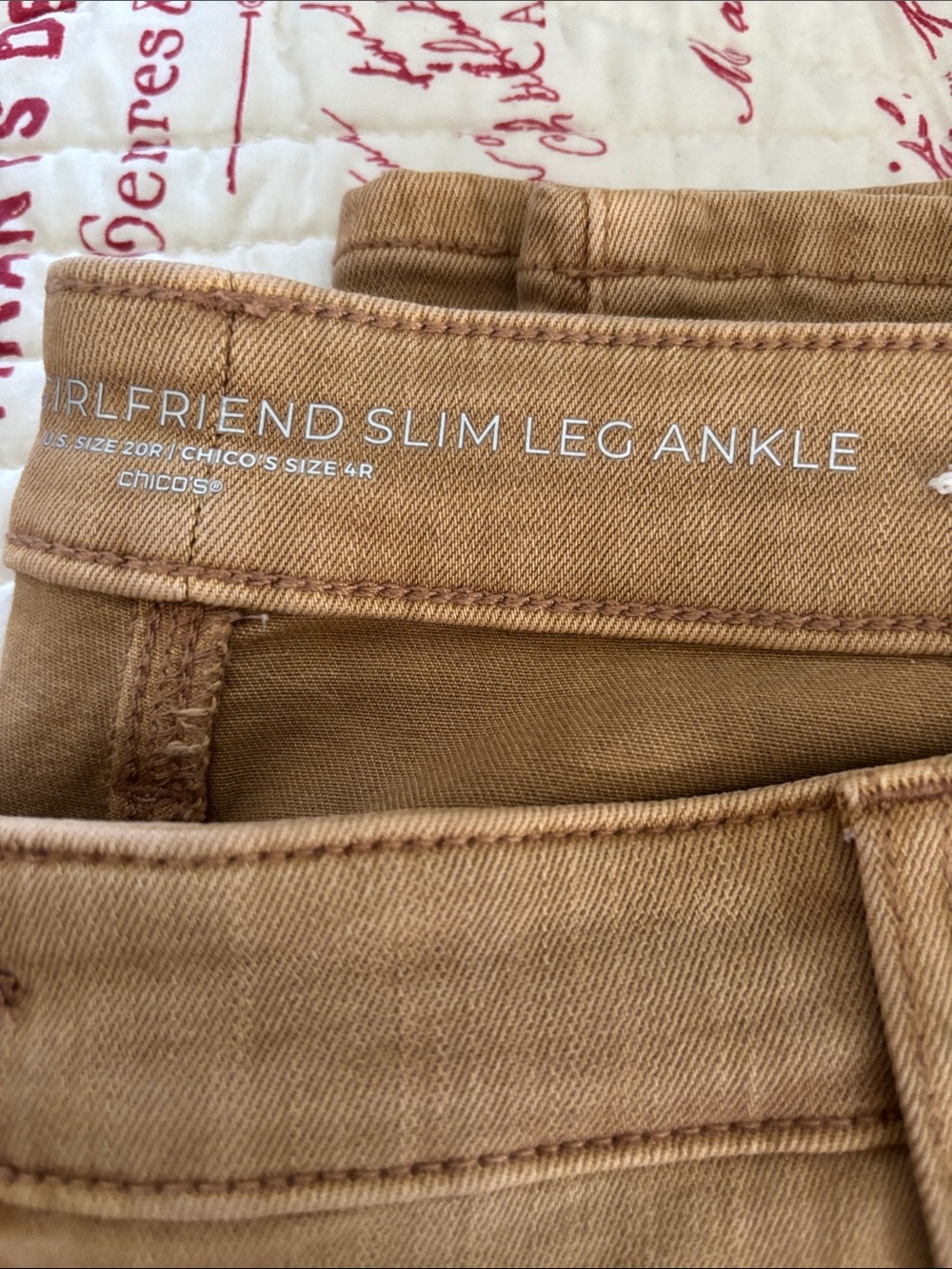 Chico's Girlfriend Slim-Leg Ankle Jeans in Camel Brown SZ 20 (Chico’s 4R) - Picture 2 of 8